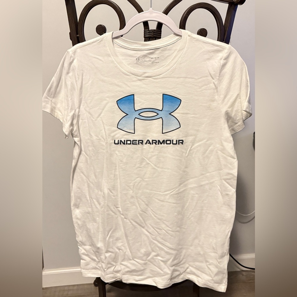 Under Armour White T-Shirt with Blue Logo